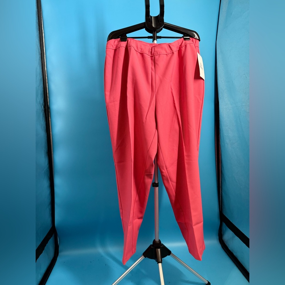 Women's Plus 24W Bend Over Pant Coral Dressy Casual Elastic Pull Up NWT